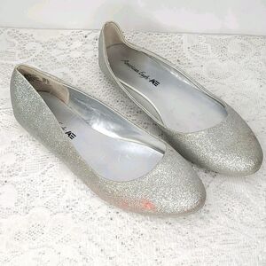 American Eagle Clinton sparkle silver ballet flats